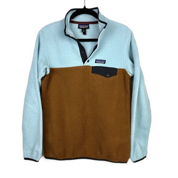 Patagonia Women's Lightweight Synchilla Fleece Snap-T Pullover XS Blue Brown - Picture 8 of 8